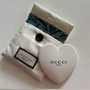 Gucci Beauty White Heart Compact with Floral Pouch